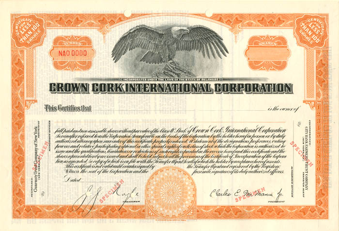 Crown Cork International Corporation - Stock Certificate